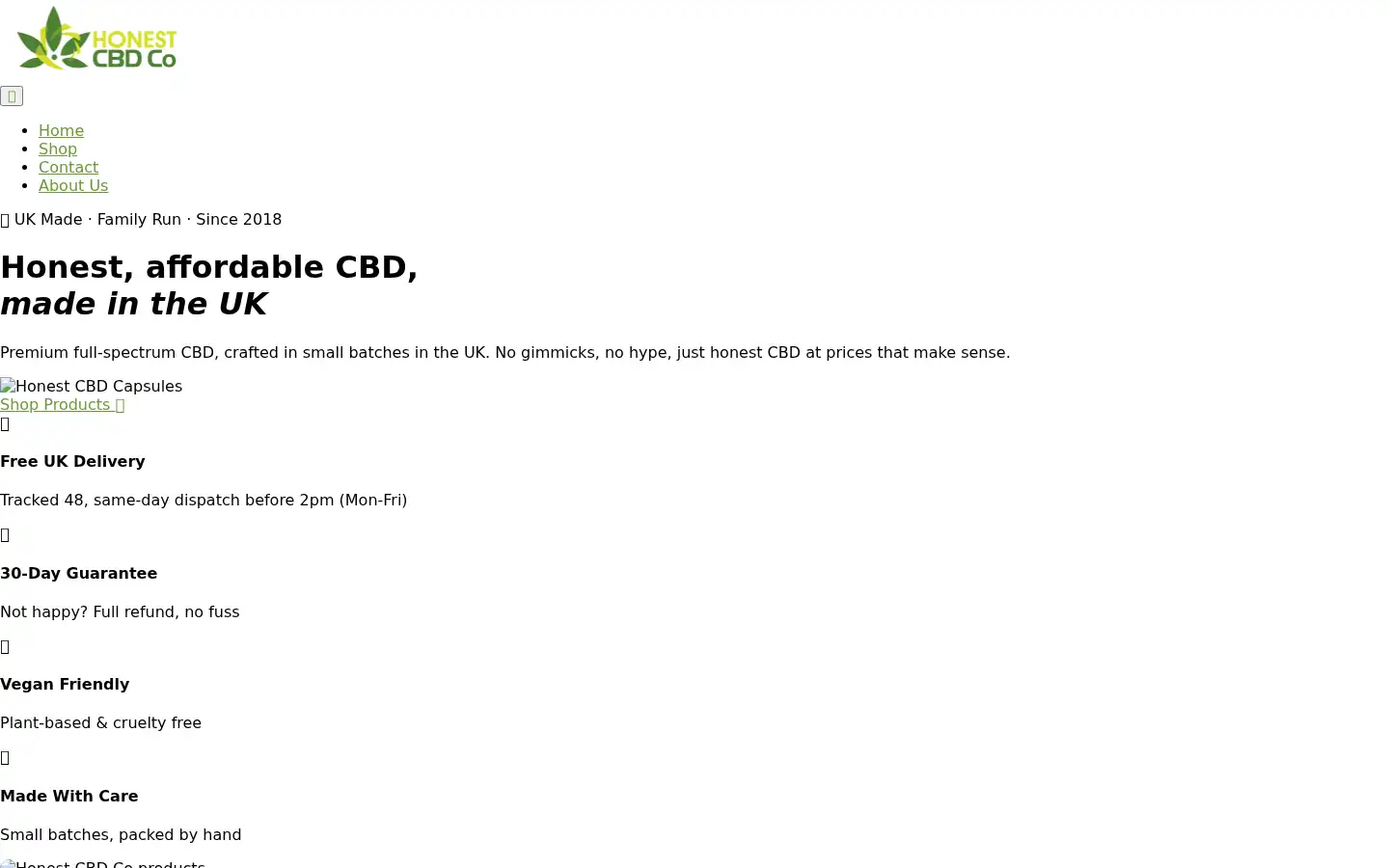 Screenshot of honestcbdco.com