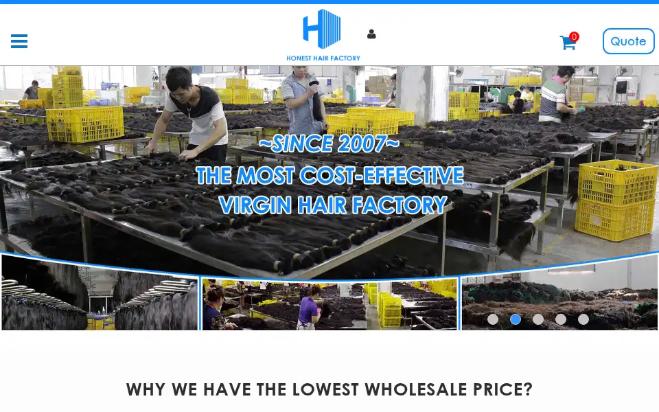Screenshot of honesthairfactory.com