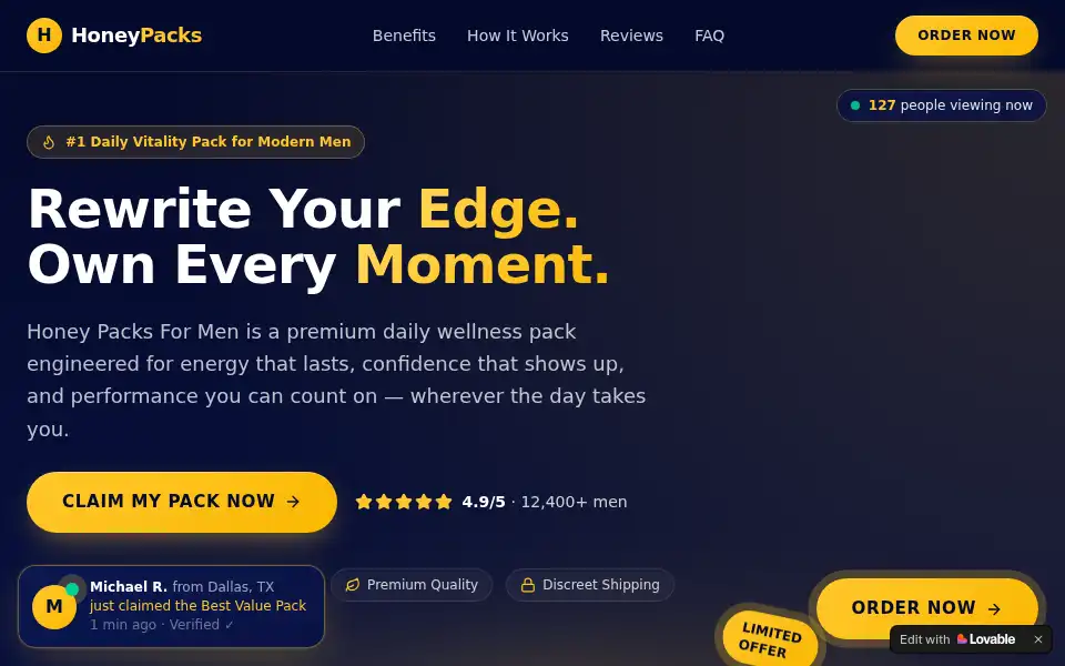 Screenshot of honey-packs.lovable.app