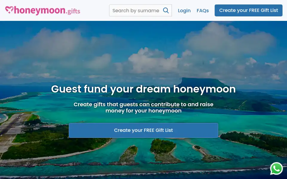 Screenshot of honeymoon.gifts
