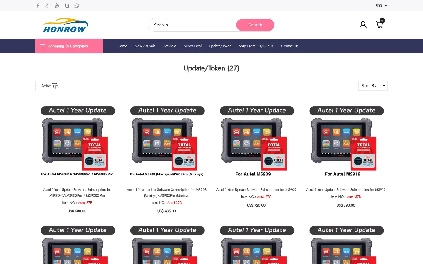 Screenshot of honrow.com