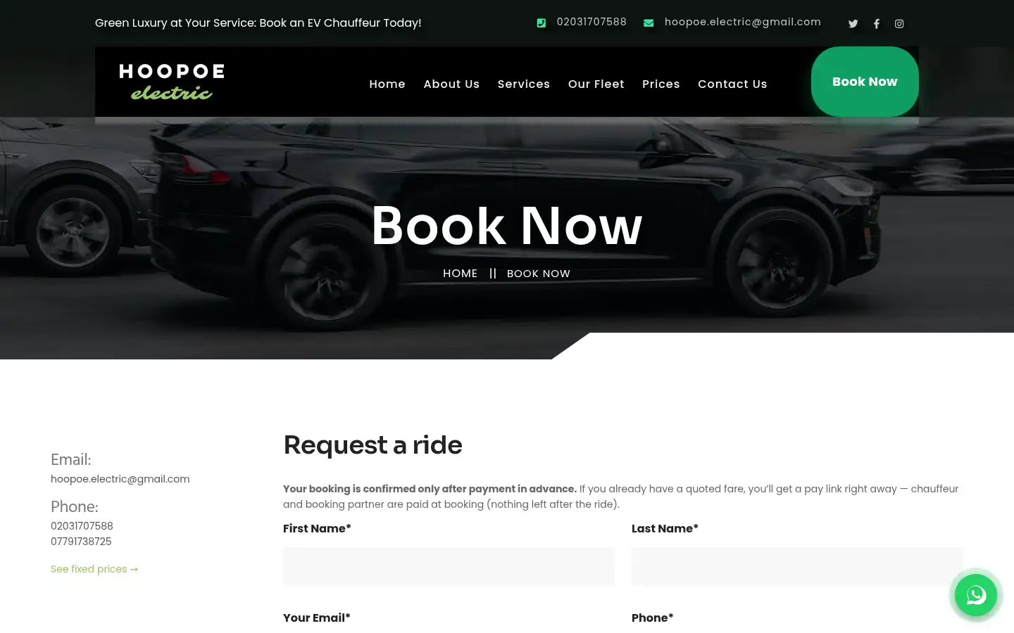 Screenshot of hoopoe-electric.com