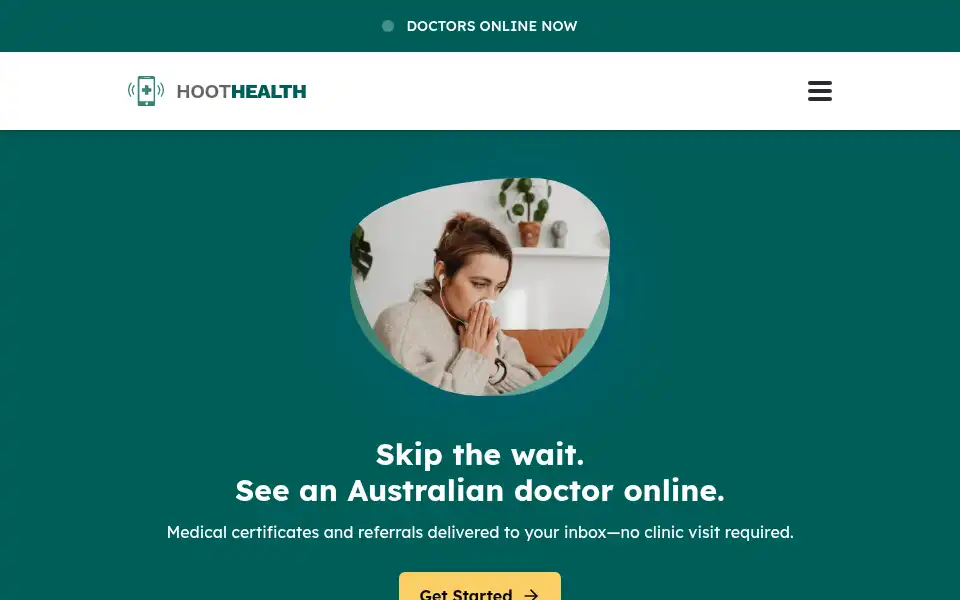 Screenshot of hoothealth.com.au