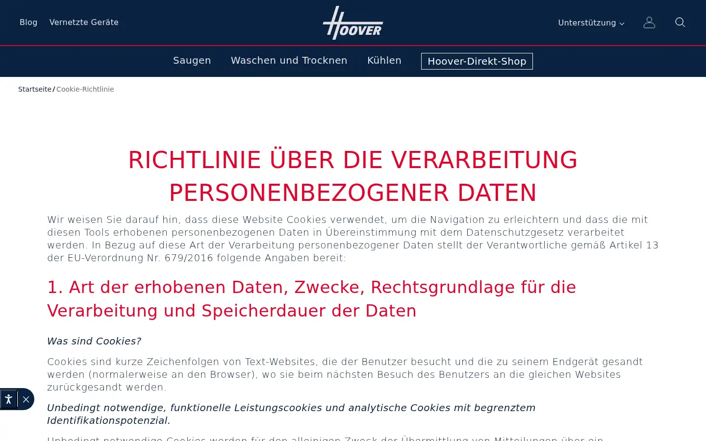 Screenshot of hoover.de