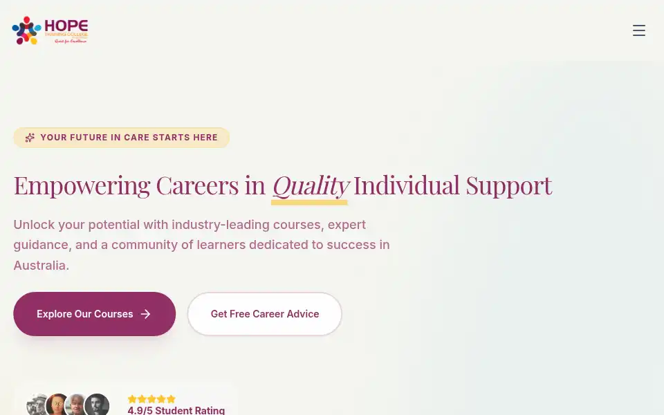 Screenshot of hope.edu.au