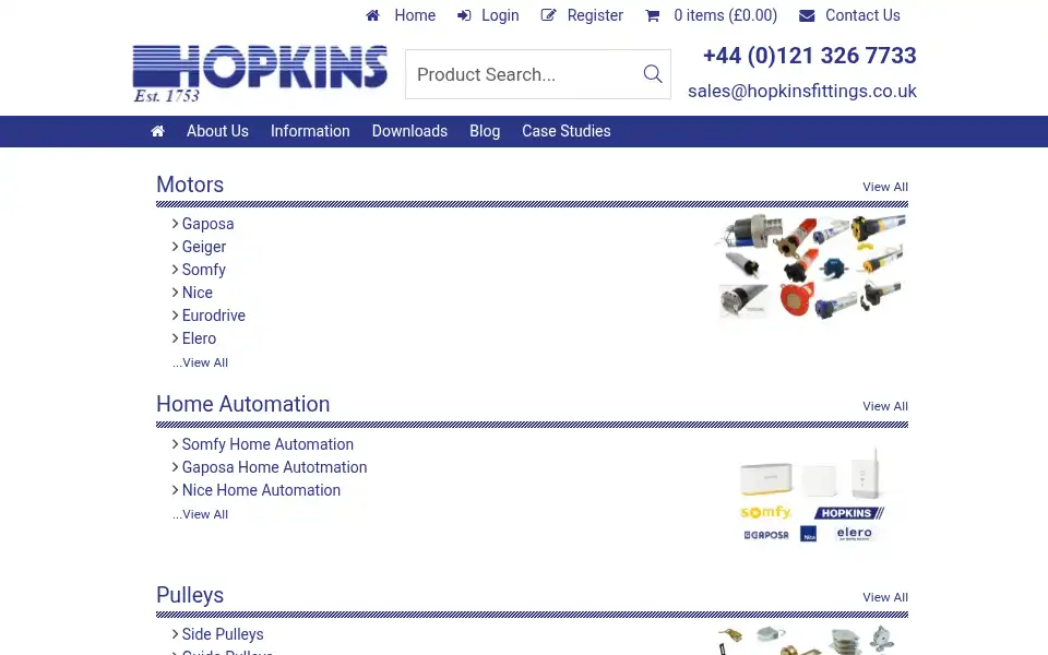 Screenshot of hopkinsfittings.co.uk