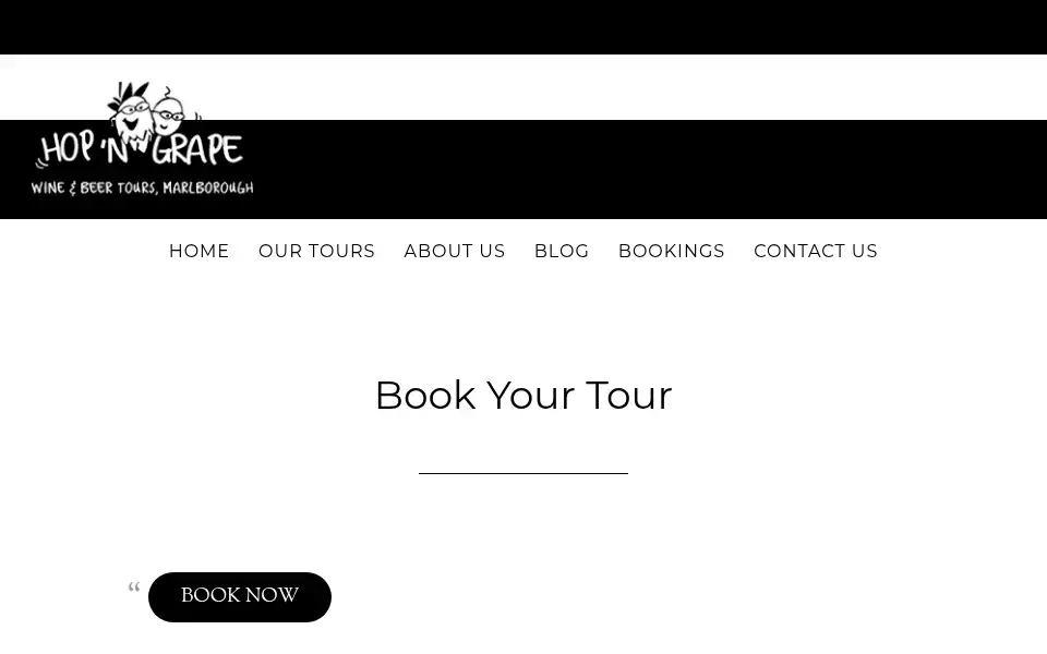 Screenshot of hopngrapetours.co.nz
