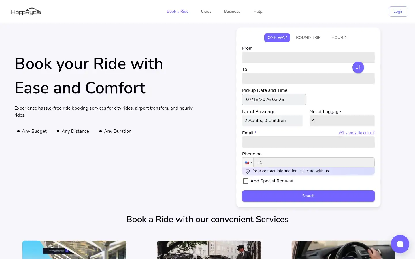 Screenshot of hoppryde.com