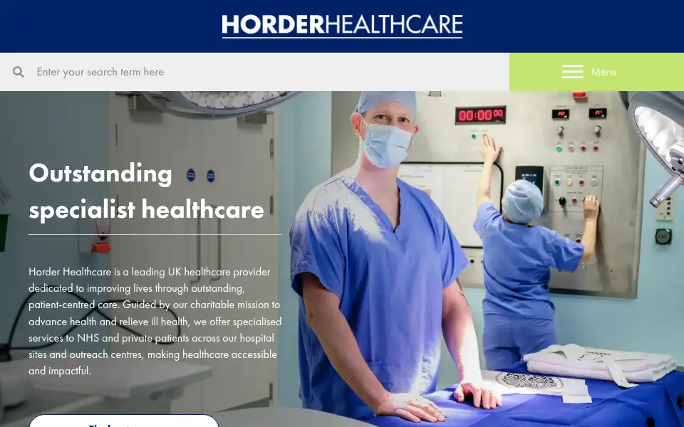 Screenshot of horderhealthcare.co.uk