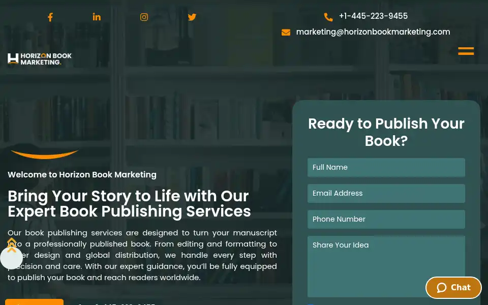 Screenshot of horizonbookmarketing.com