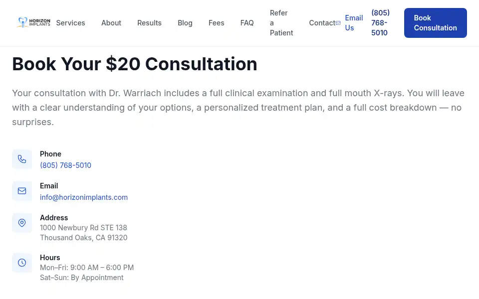 Screenshot of horizonimplants.com