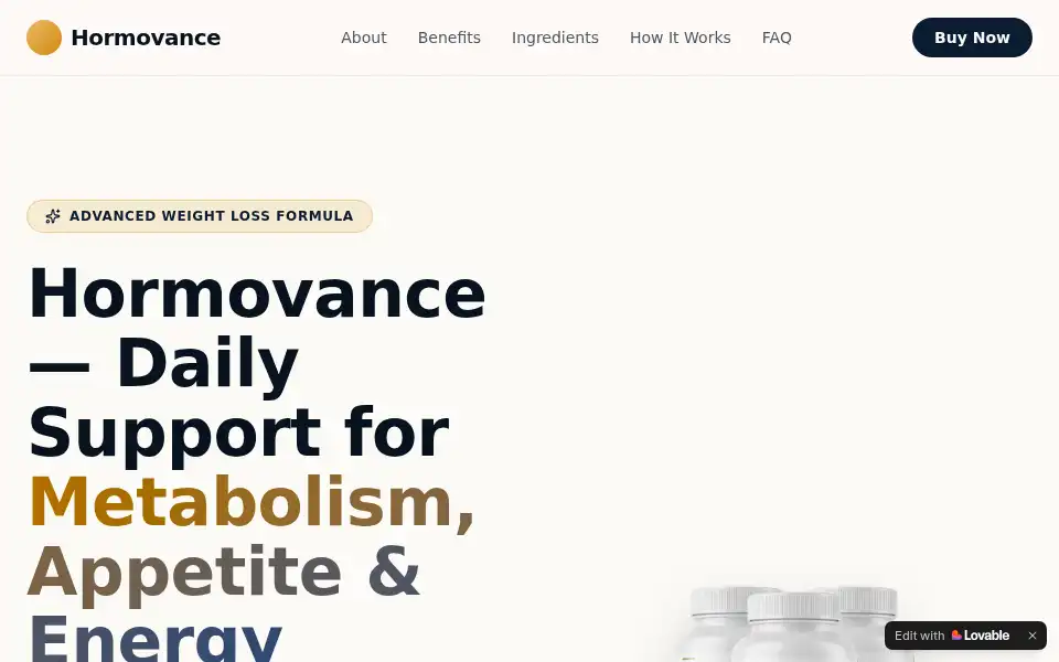 Screenshot of hormovance.lovable.app
