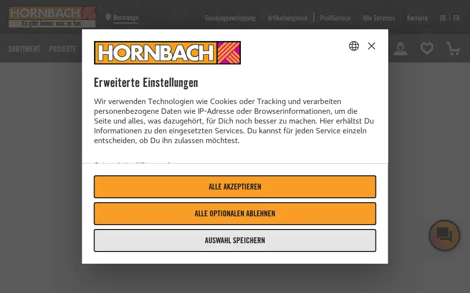 Screenshot of hornbach.lu