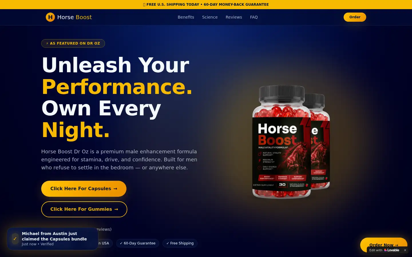 Screenshot of horse-boost-dr-oz.lovable.app