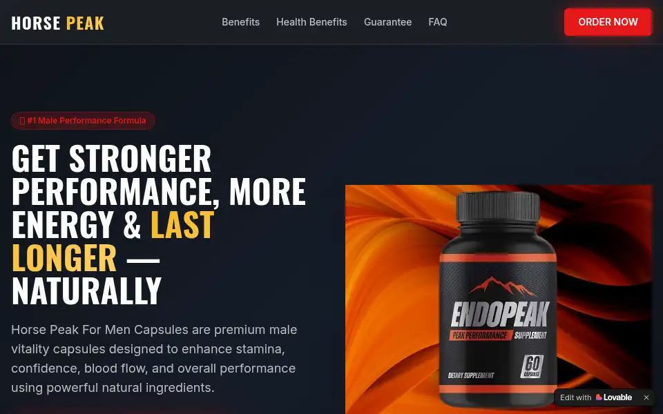 Screenshot of horse-peak-capsules.lovable.app