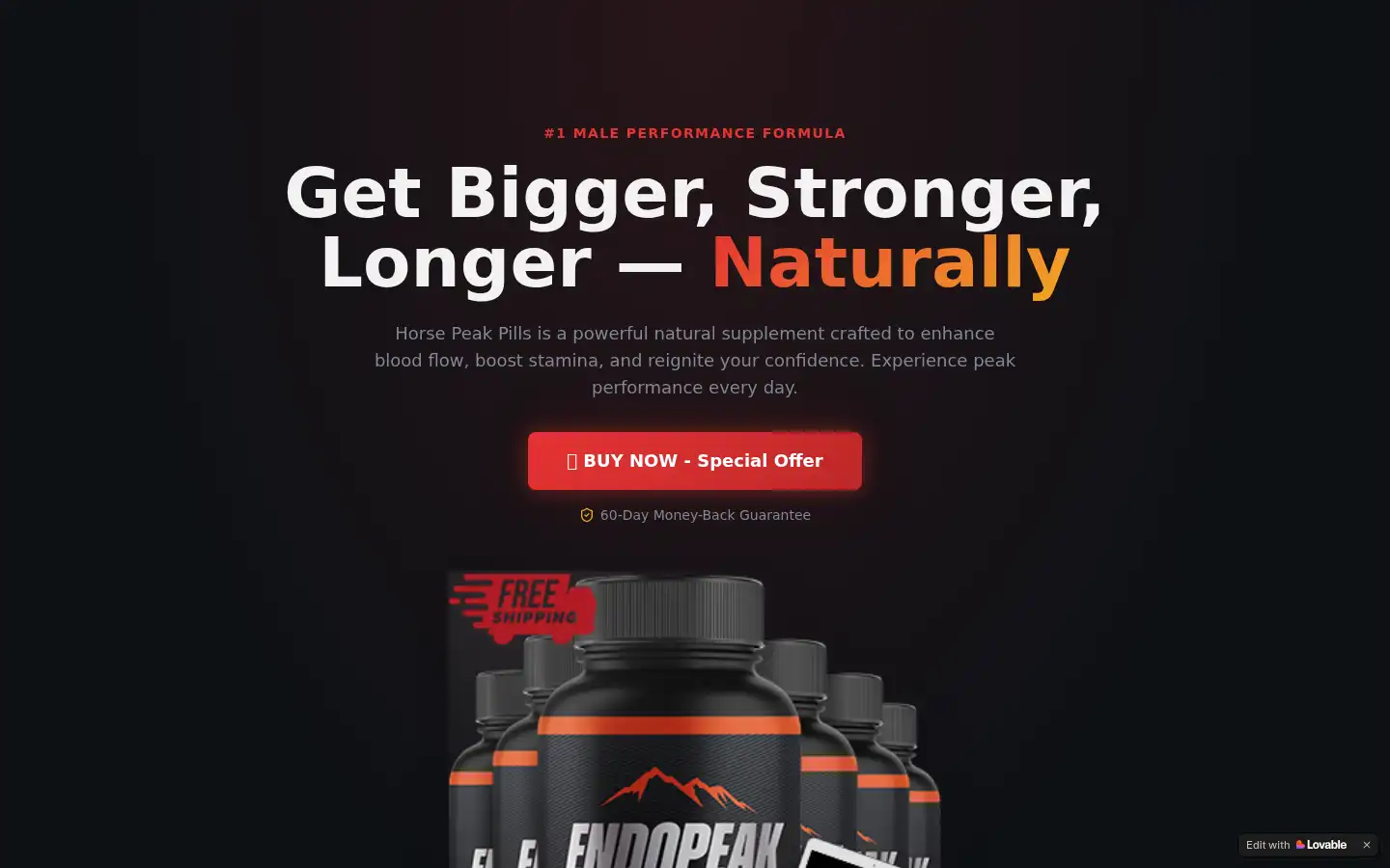 Screenshot of horse-peak-pills.lovable.app