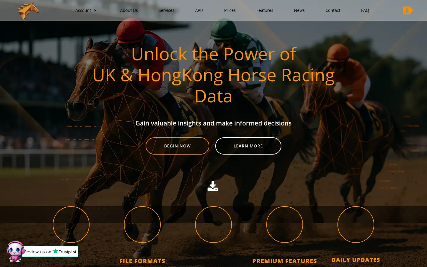 Screenshot of horseracedatabase.com
