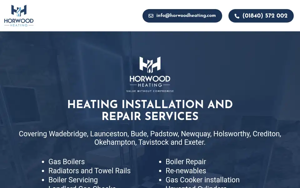 Screenshot of horwoodheating.com