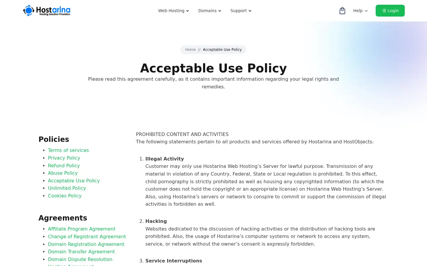 Screenshot of hostarina.com