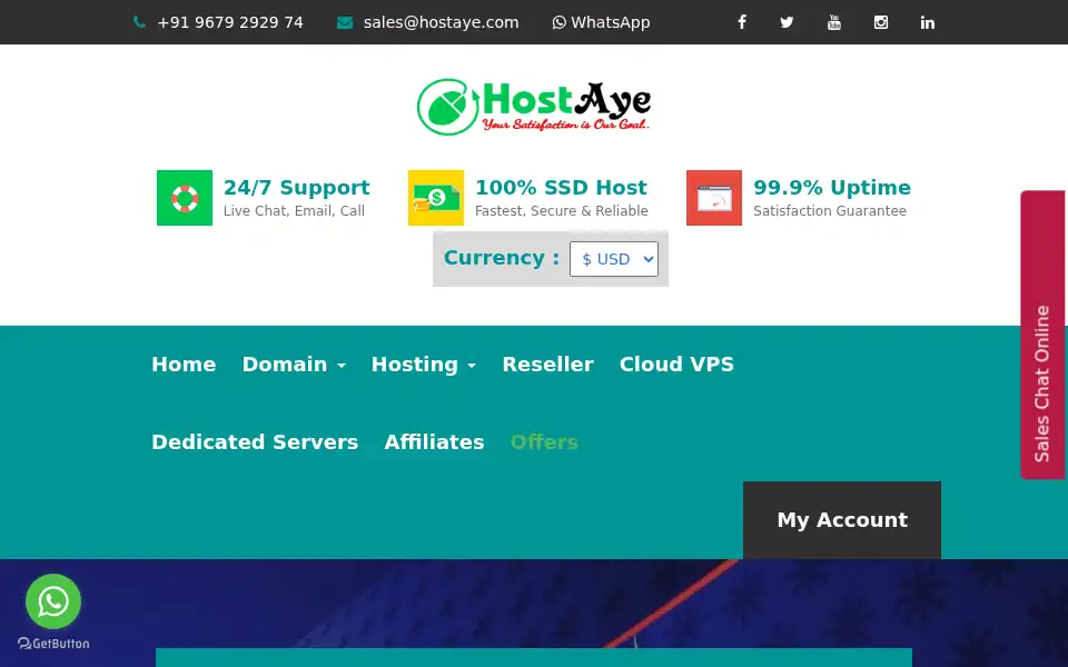 Screenshot of hostaye.com