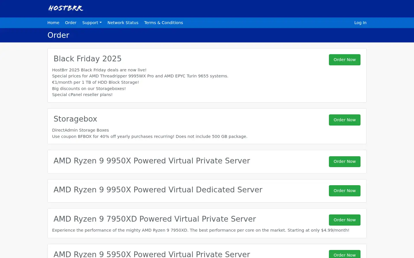 Screenshot of hostbrr.com