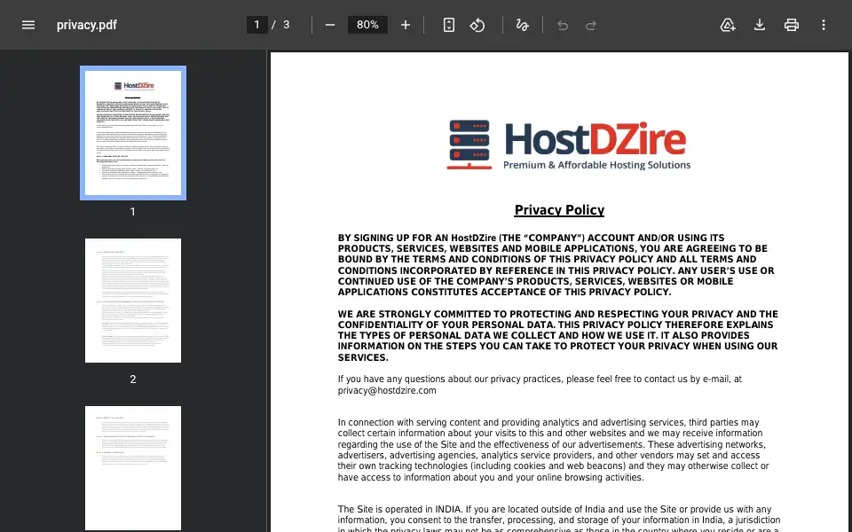 Screenshot of hostdzire.com