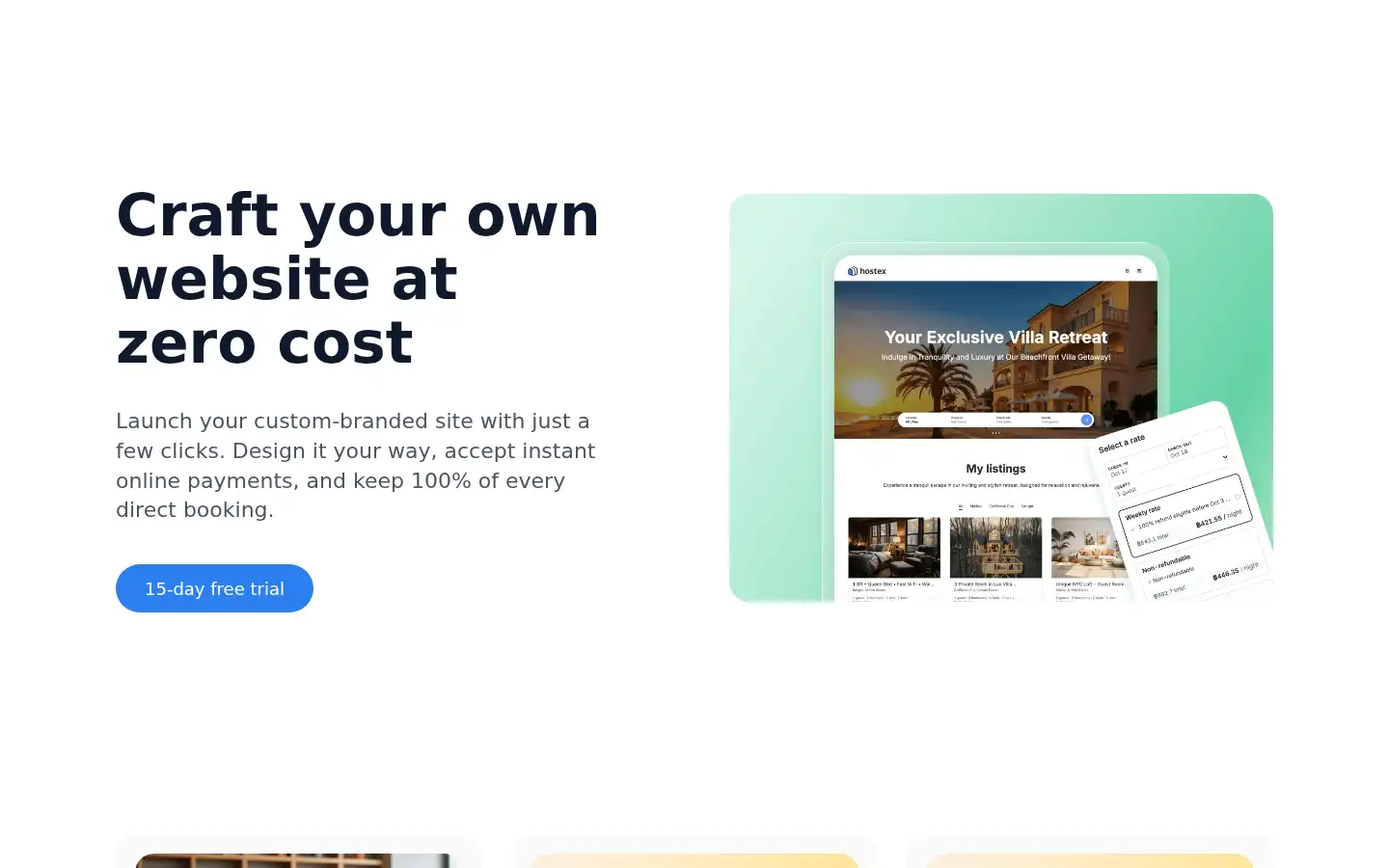 Screenshot of hostex.io