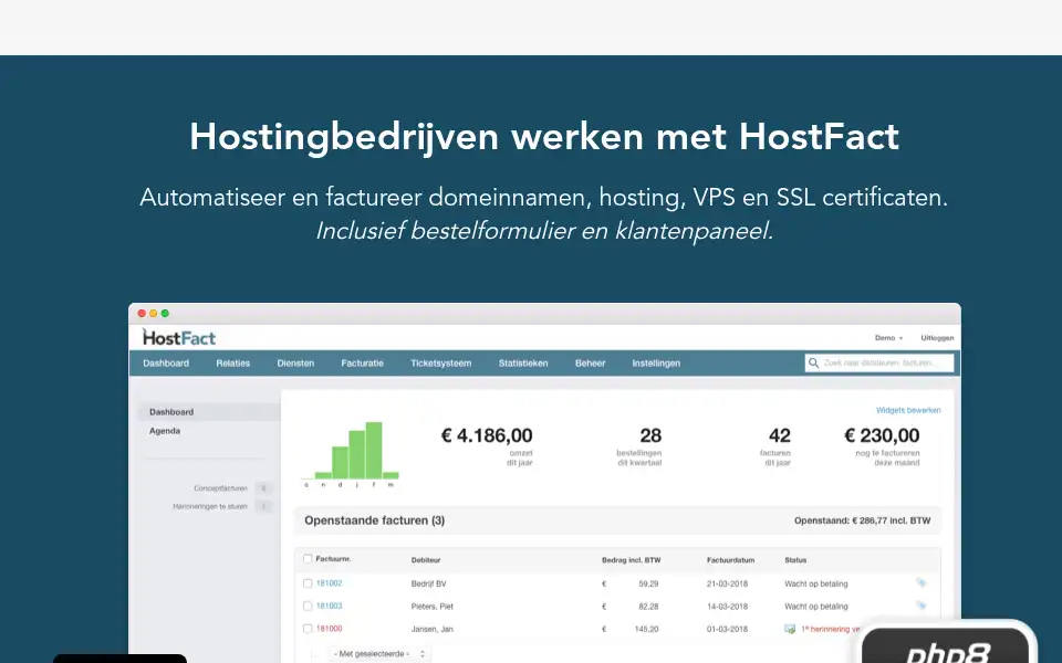 Screenshot of hostfact.nl