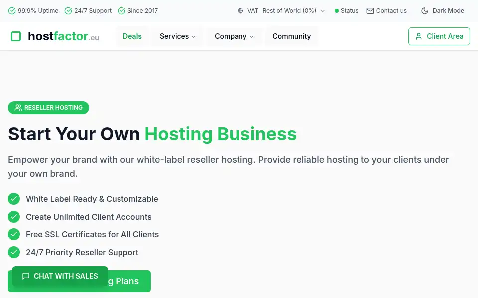 Screenshot of hostfactor.eu