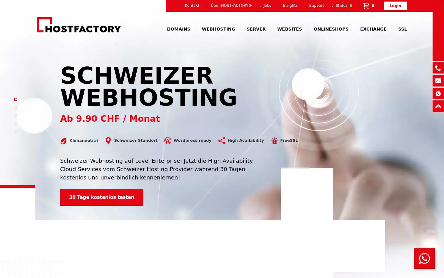 Screenshot of hostfactory.ch