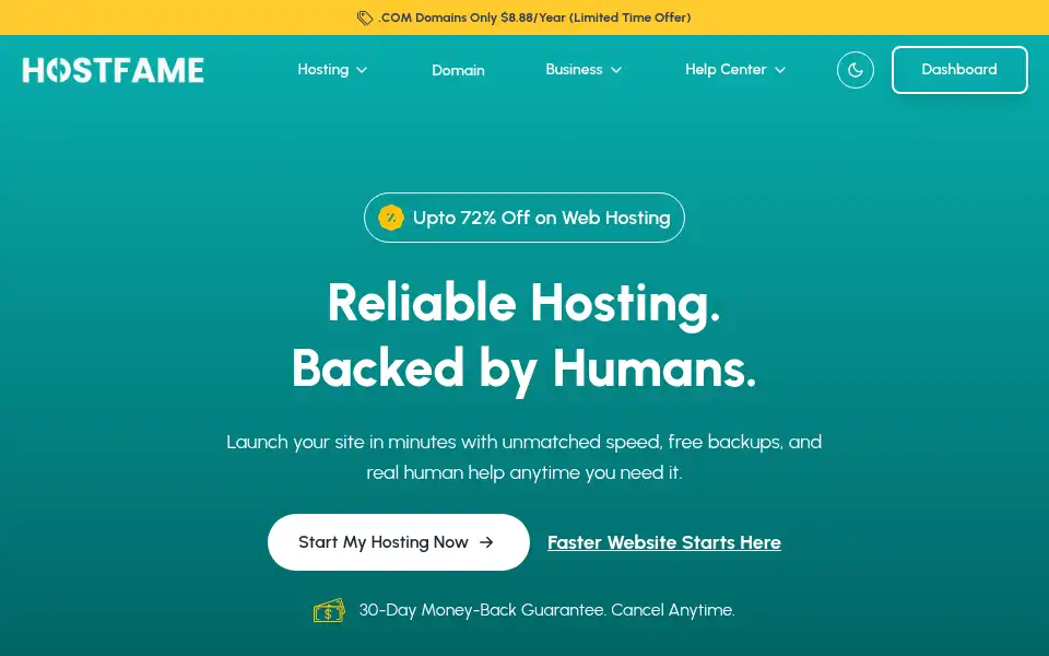 Screenshot of hostfame.com