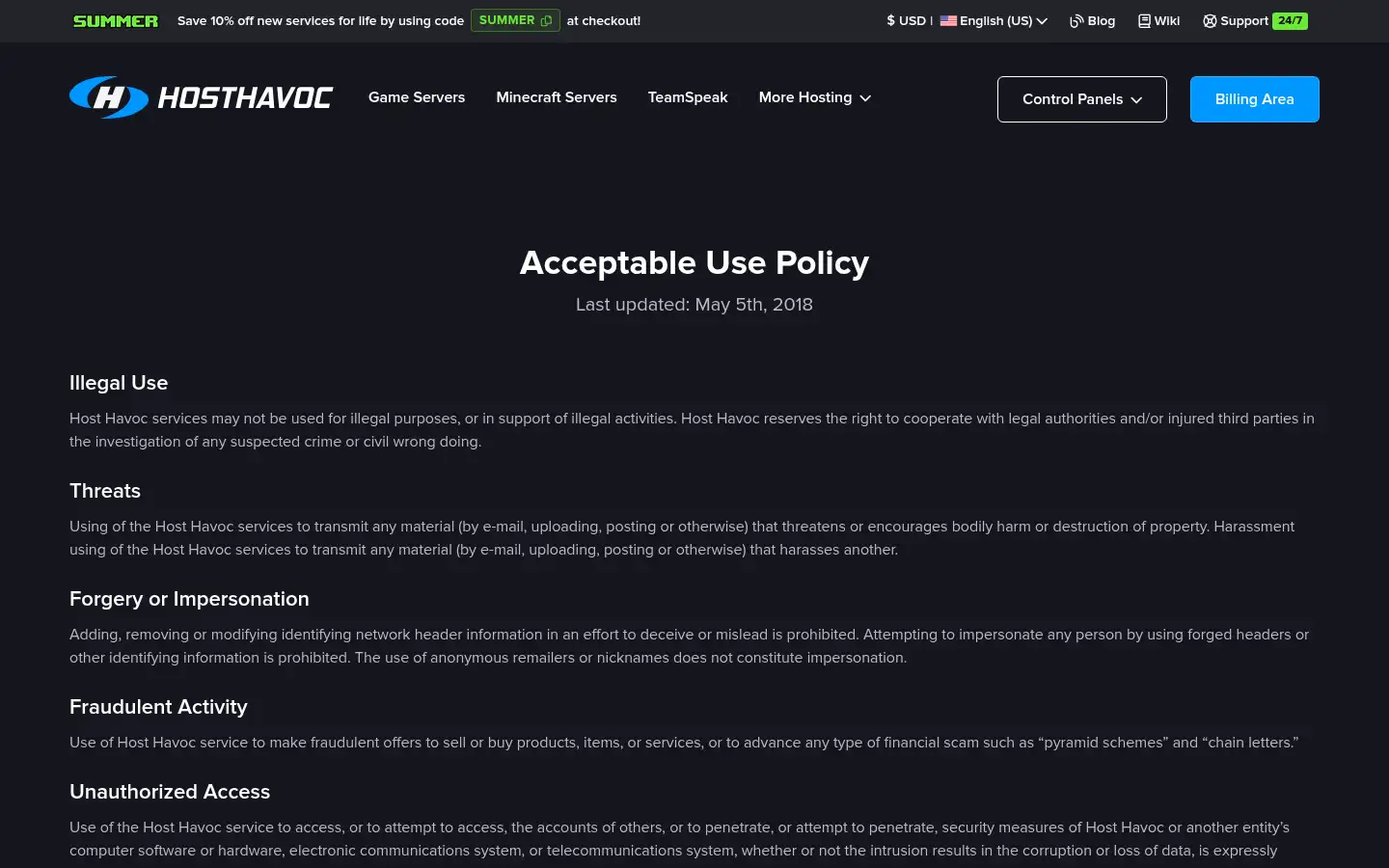 Screenshot of hosthavoc.com