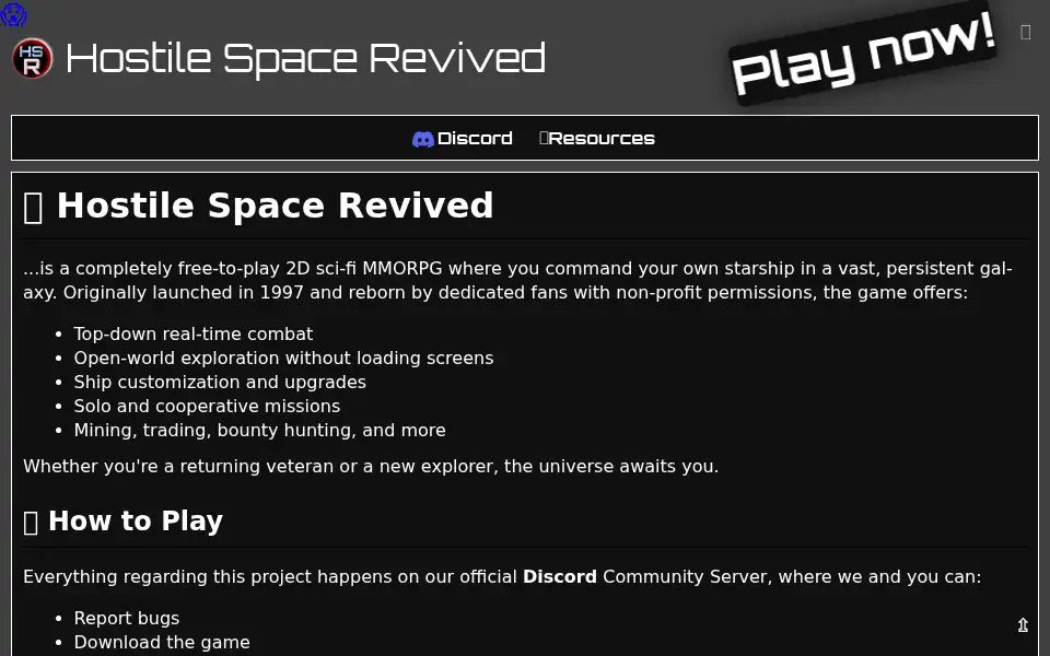 Screenshot of hostilespace.co.uk