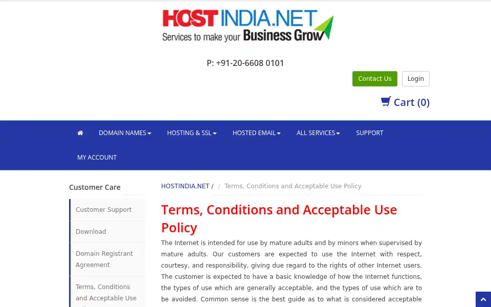 Screenshot of hostindia.net