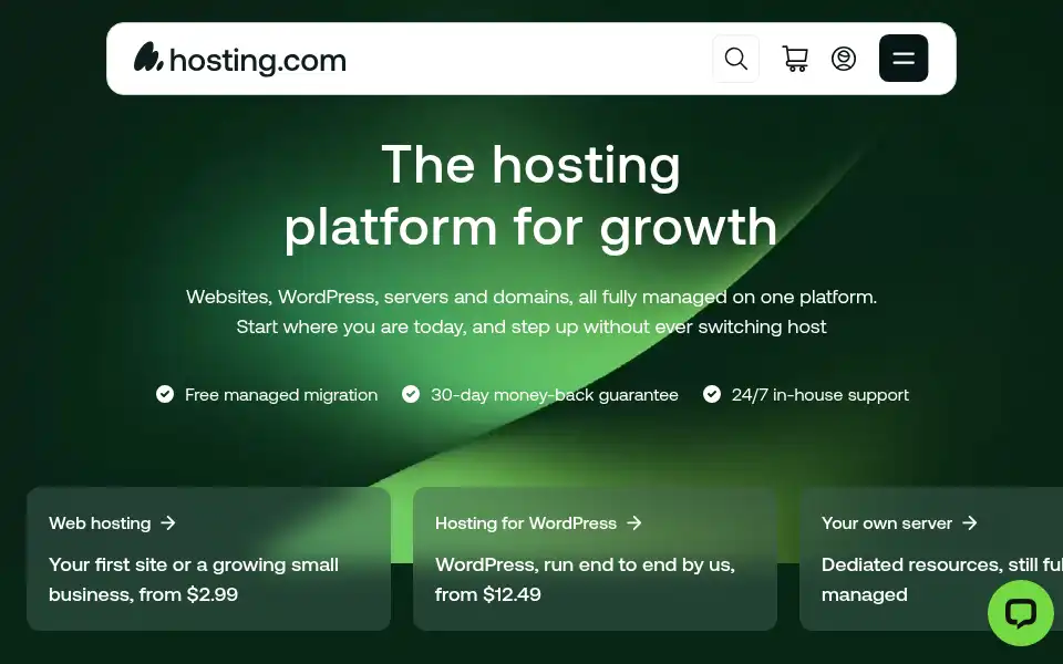 Screenshot of hosting.co.uk