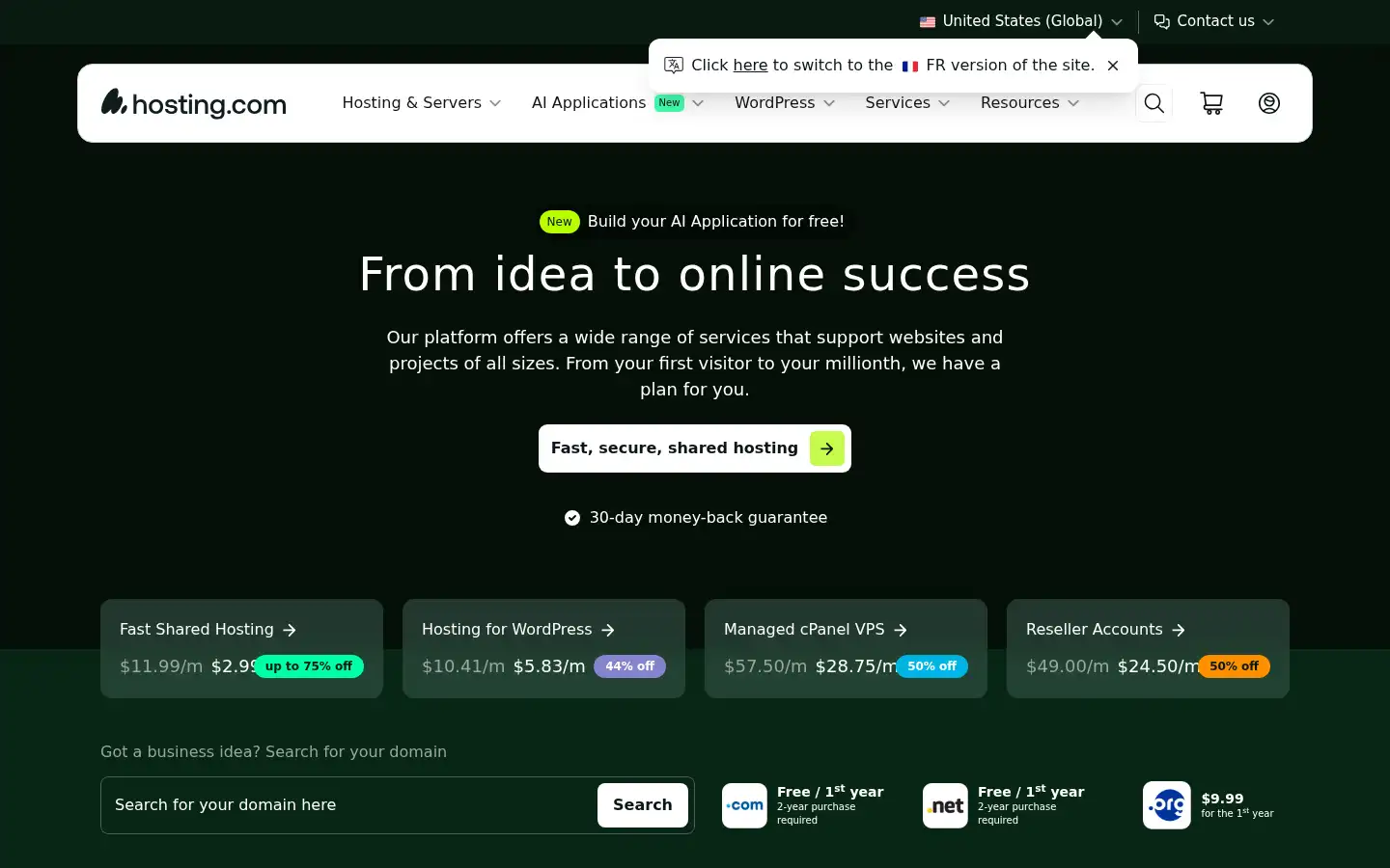 Screenshot of hosting.com