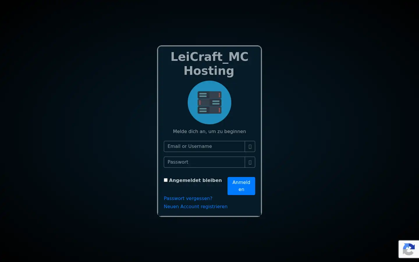 Screenshot of hosting.leicraftmc.de