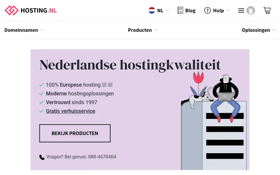 Screenshot of hosting.nl