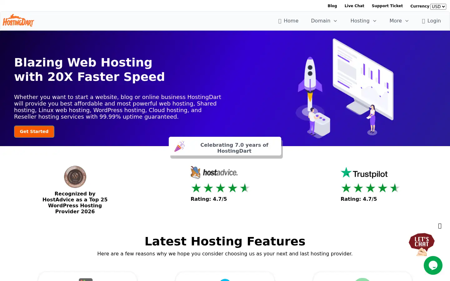 Screenshot of hostingdart.com
