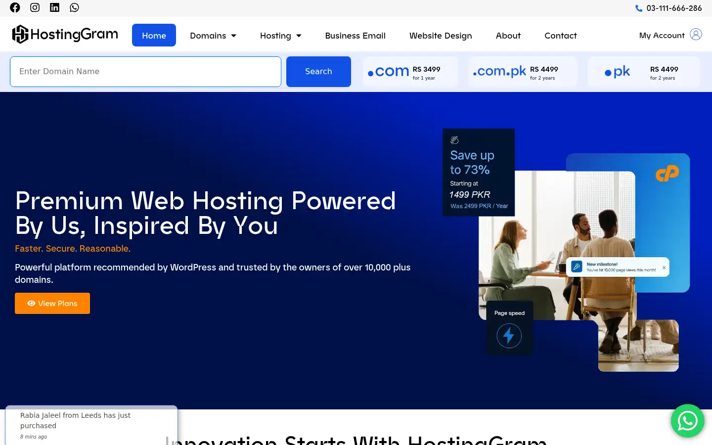 Screenshot of hostinggram.com