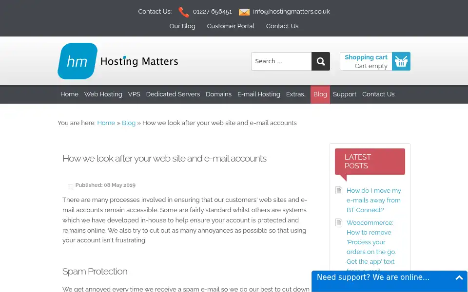 Screenshot of hostingmatters.co.uk
