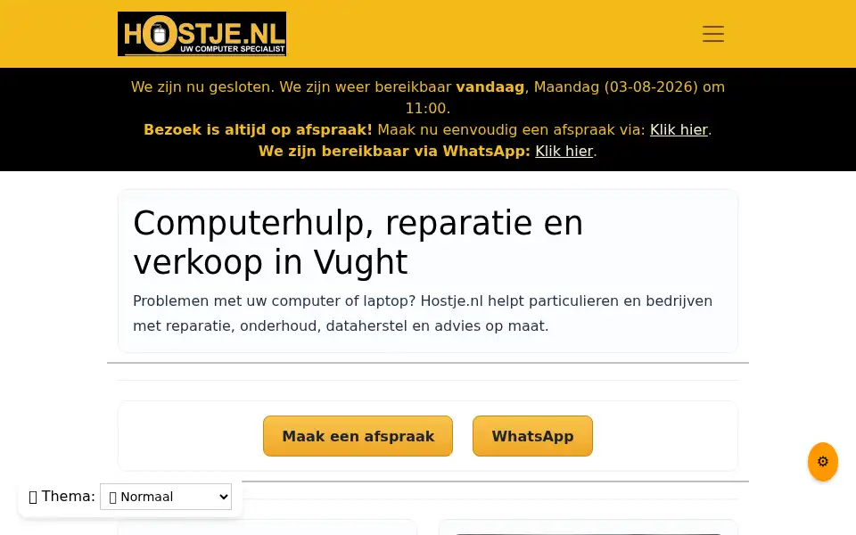 Screenshot of hostje.nl