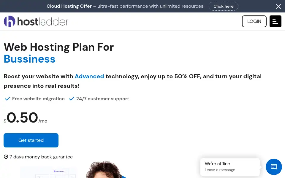 Screenshot of hostladder.com