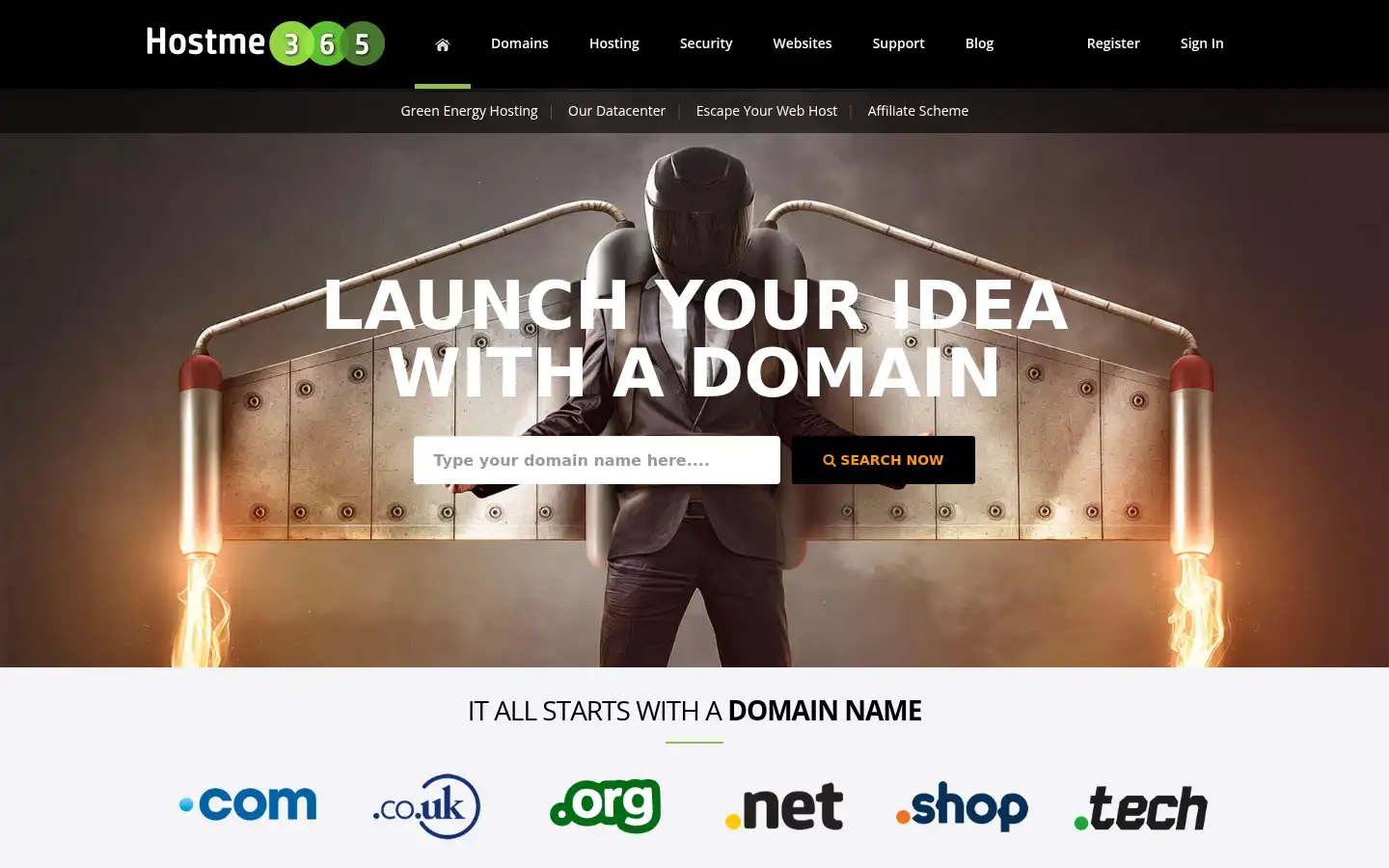 Screenshot of hostme365.co.uk