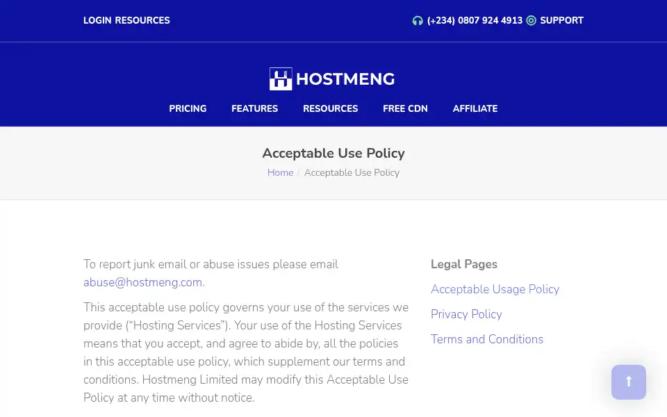 Screenshot of hostmeng.com
