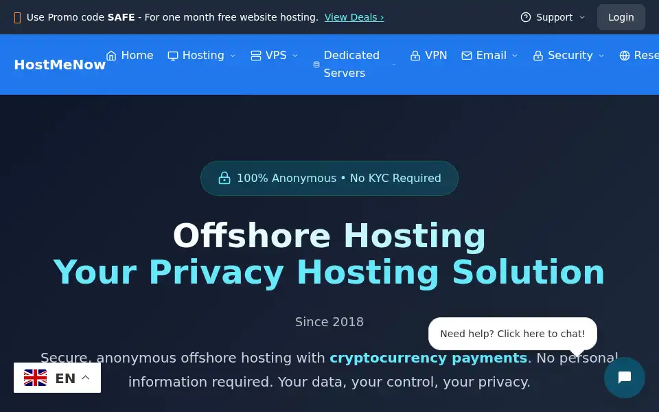 Screenshot of hostmenow.org