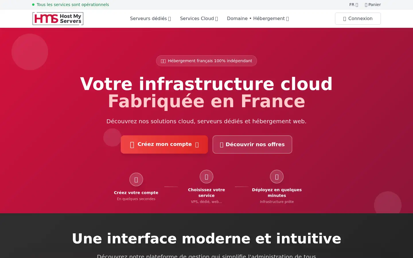 Screenshot of hostmyservers.fr
