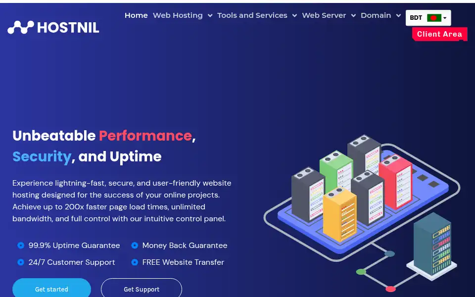 Screenshot of hostnil.com