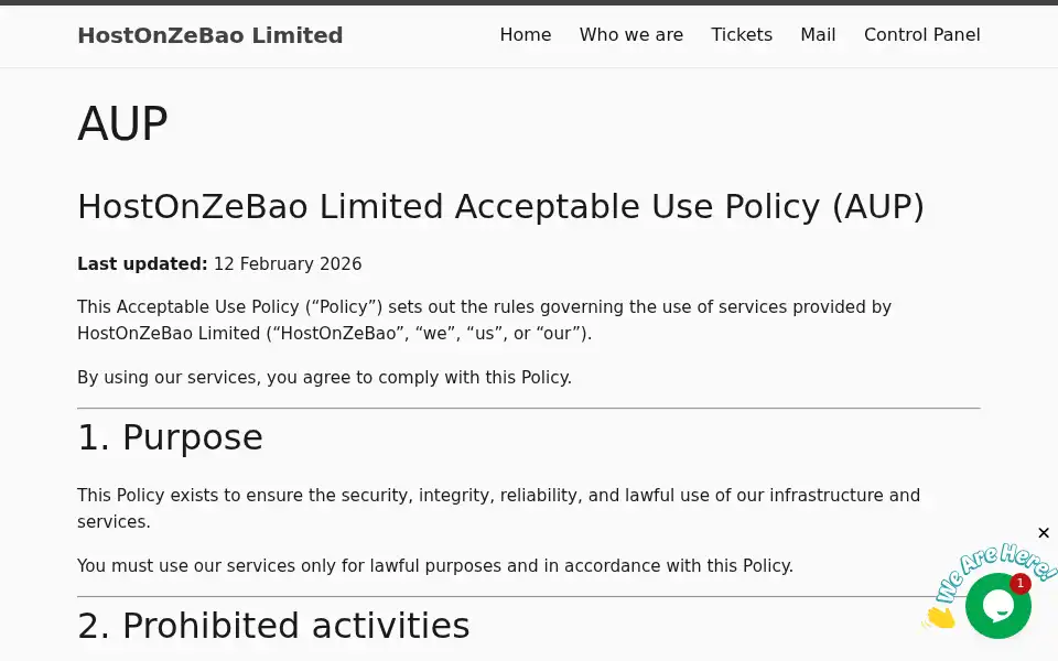 Screenshot of hostonzebao.co.uk