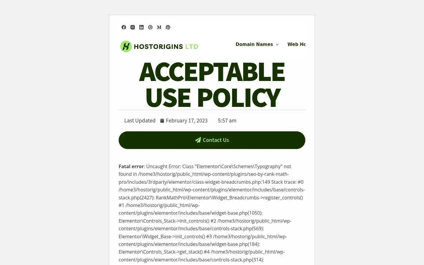 Screenshot of hostorigins.com
